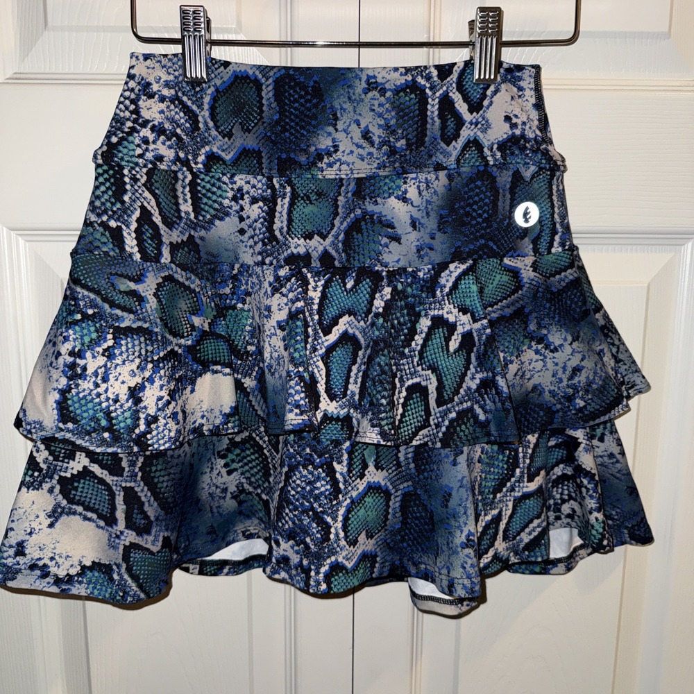 Dona Jo Size S Jojo Skirt 1 Skort Blue Snake Skin Shorts Pockets Golf Pickleball